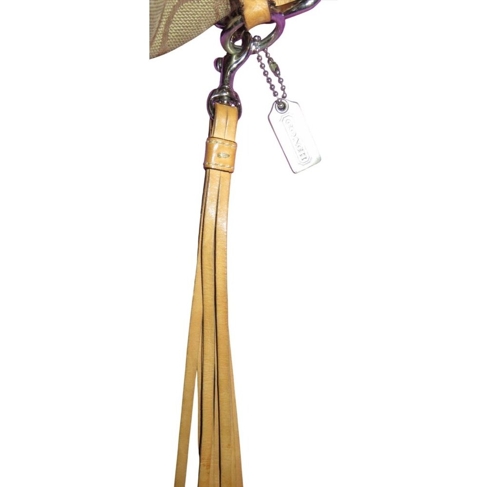 Coach 2005 Y2K Signature Khaki Canvas & Vachetta Leather East West Demi Baguette - Picture 10 of 14